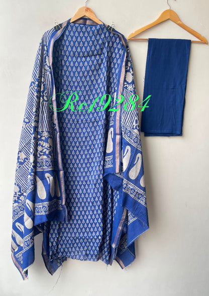Maheshwari cotton chanderi printed unstitched ladies suit Rc19284 (a)