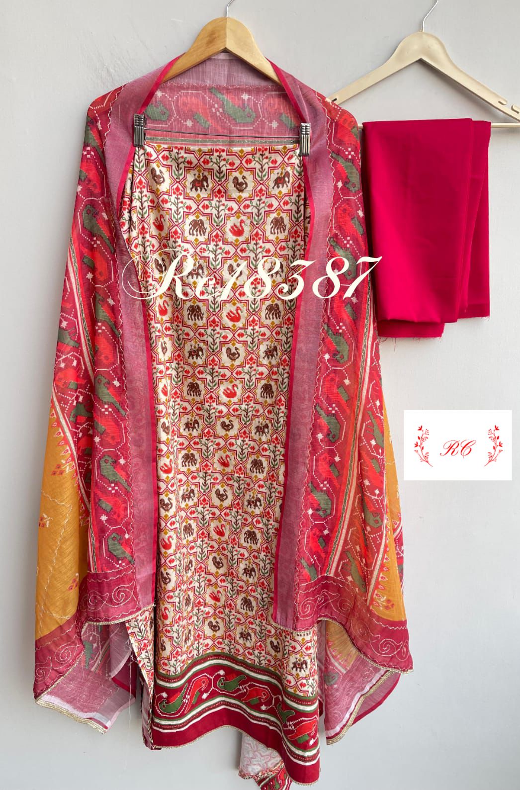 No lining cotton unstitched ladies suit Rc18387