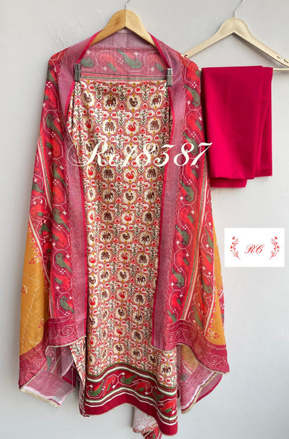 No lining cotton unstitched ladies suit Rc18387