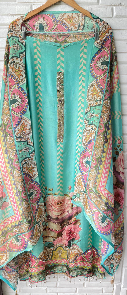 Shimmer silk unstitched ladies suit Rc17665