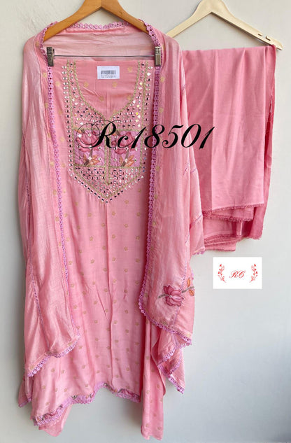 Banarasi mul chanderi ladies unstitched suit Rc18501