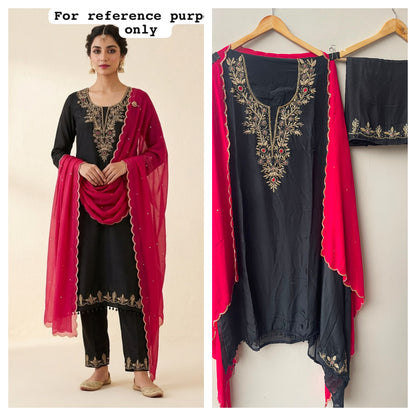 Pure glass organza ladies unstitched suit Rc19188