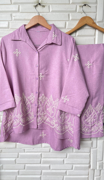Cotton linen readymade ladies coord set Rc17337 (b)