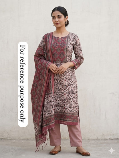 Soft mul chanderi printed unstitched ladies suit Rc18998