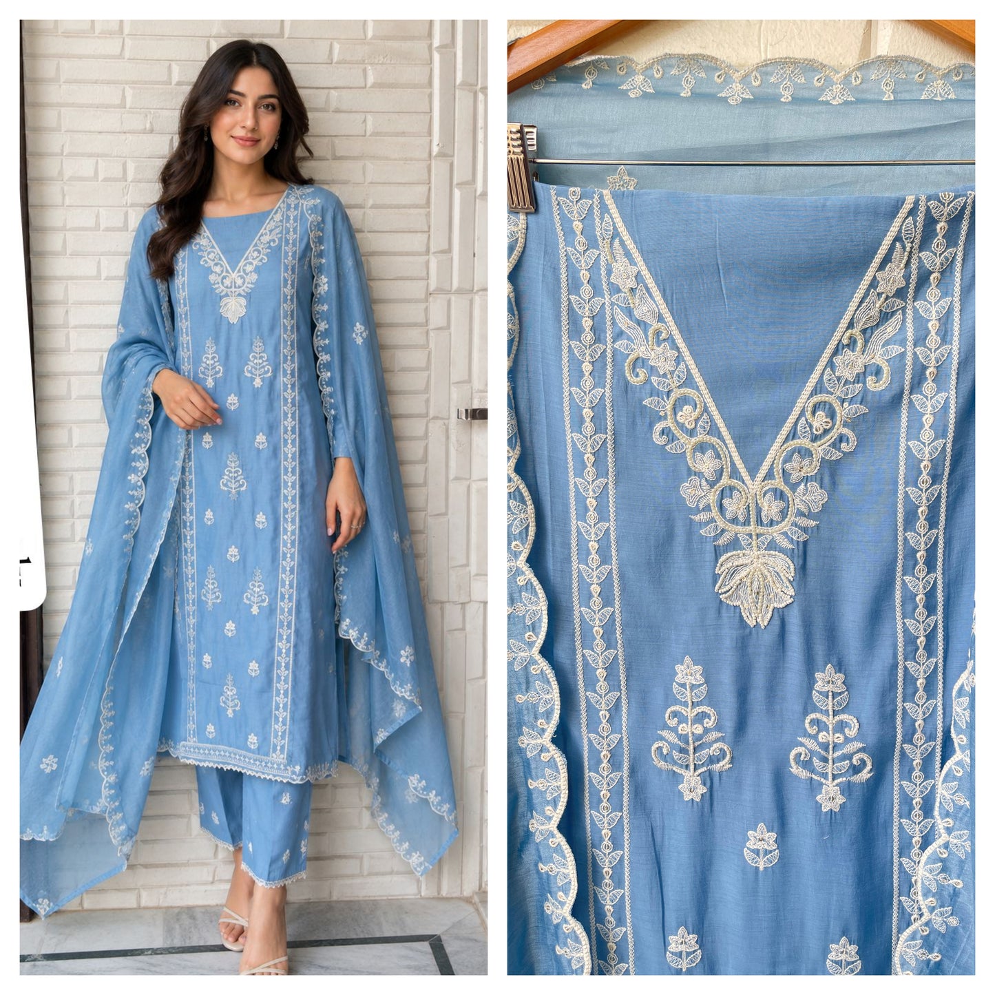 Mul Chanderi Unstitched Ladies Suit RC18826
