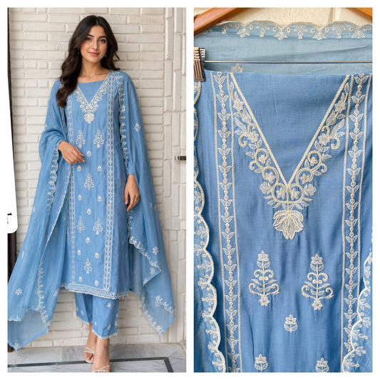 Mul Chanderi Unstitched Ladies Suit RC-18826