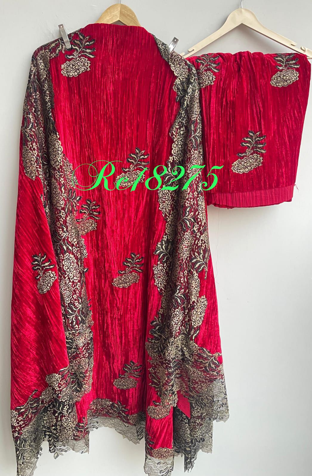 Micra crushed velvet unstitched ladies suit Rc18275