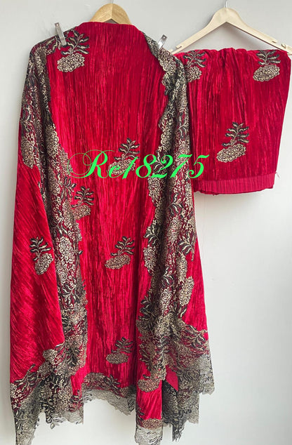 Micra crushed velvet unstitched ladies suit Rc18275