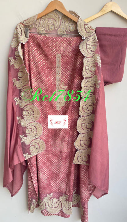 Banarasi muslin silk unstitched ladies suit Rc17834 (b)