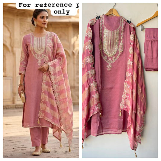 Crushed Shimmer Tissue Ladies Unstitched Suit with Zari Embroidery RC-19252(B) - Royal Chic by Priti