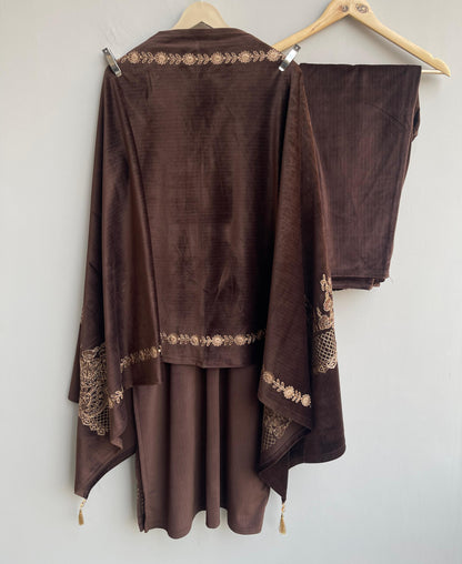 Micra velvet embroidered readymade ladies winter coord set Rc18800