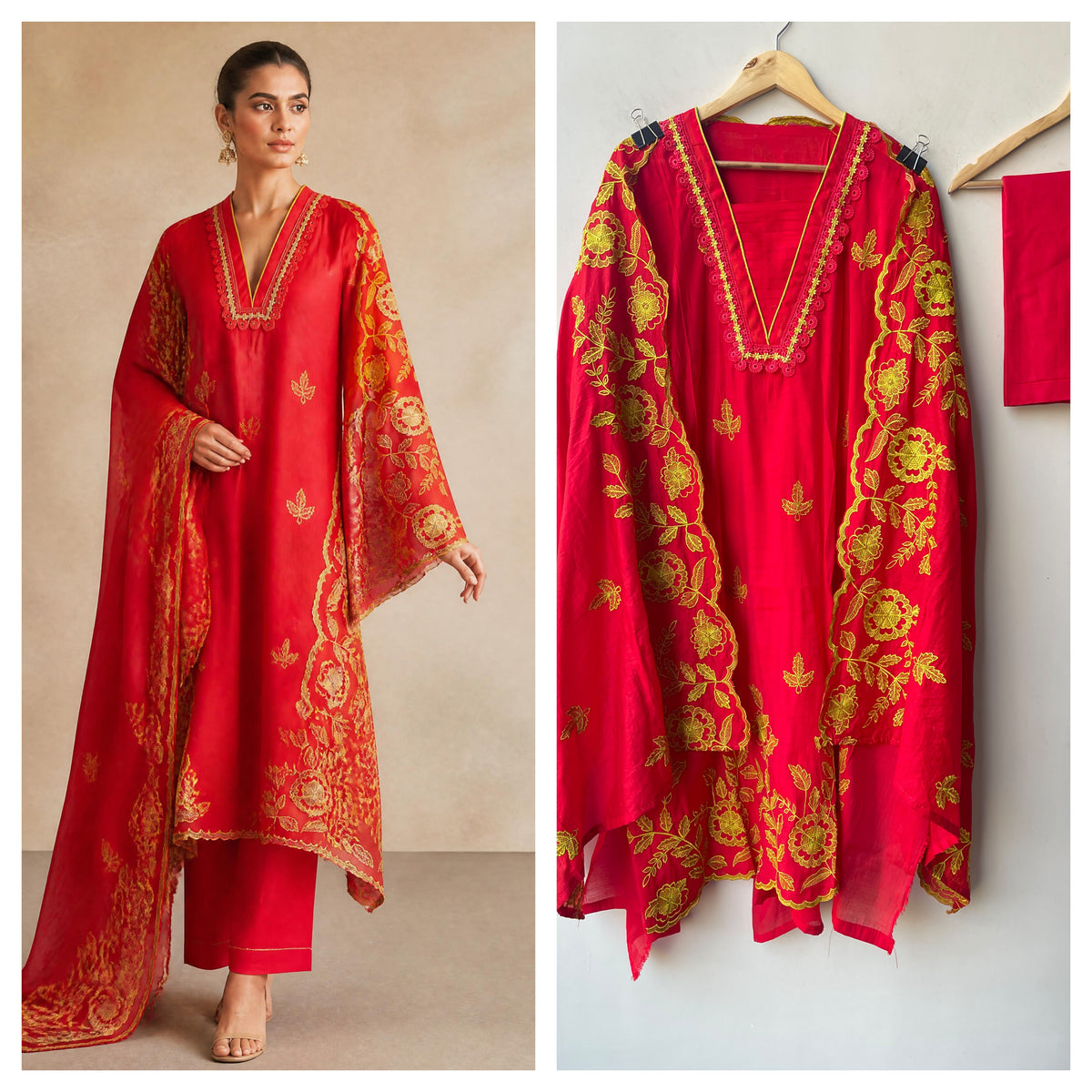 Designer Mul Chanderi 3 Pcs Unstitched Suit Set