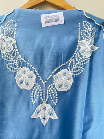 Mul chanderi unstitched salwar suit with patchwork, mirror work and tassel lace – RoyalChicByPriti