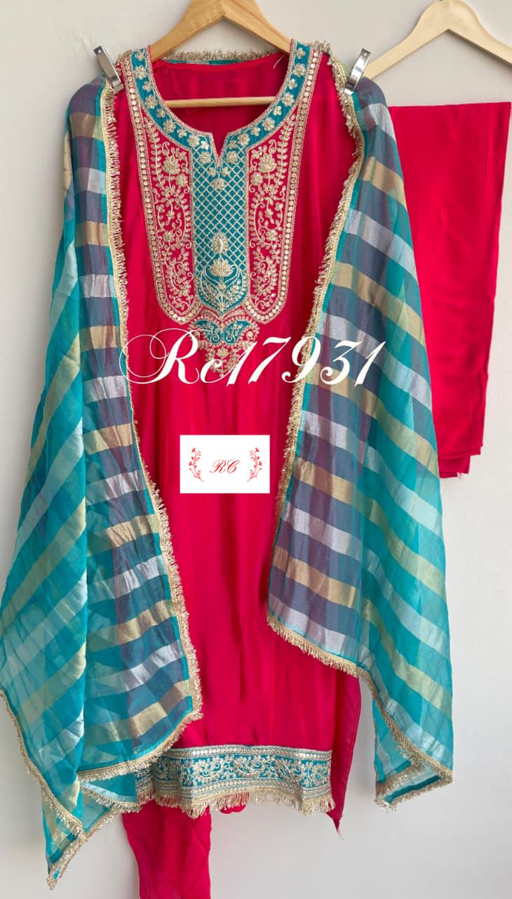 Silk fabric unstitched ladies suit Rc17931 (b)