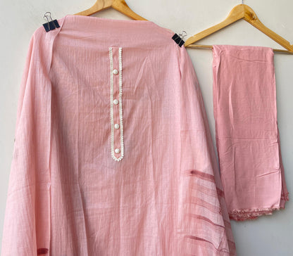 Mul chanderi brush painted unstitched ladies suit