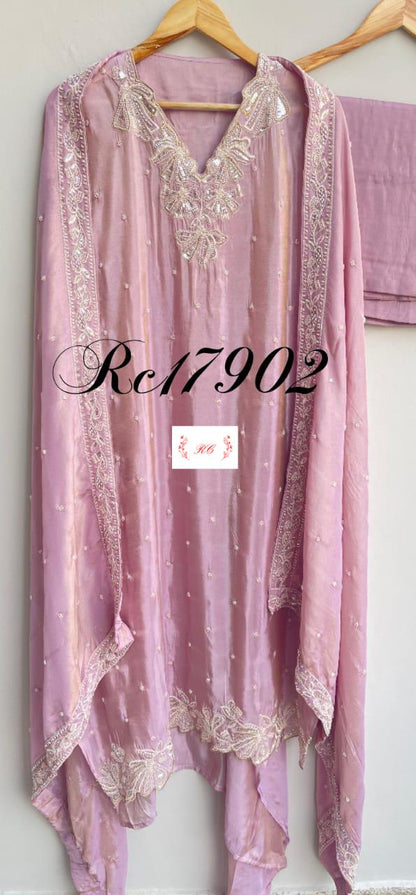 Shimmer silk unstitched ladies suit Rc17902
