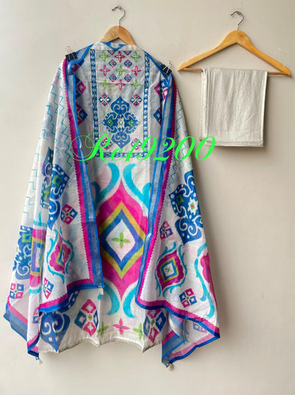 Mul chanderi printed ladies unstitched suit Rc19200