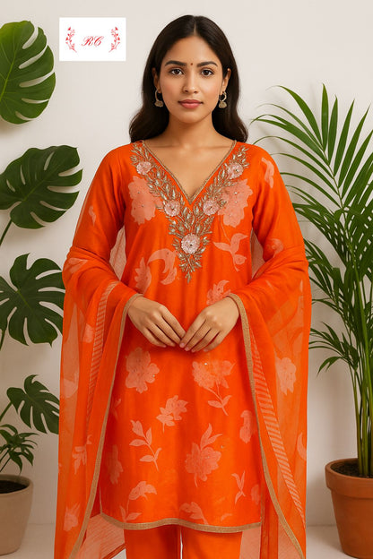Glass organza unstitched ladies suit Rc17534