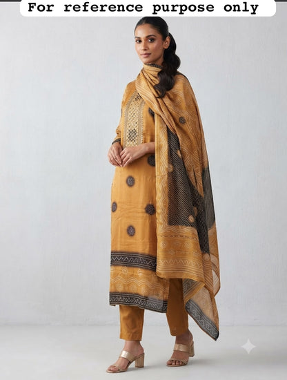 Crepe satin printed unstitched ladies suit Rc19223