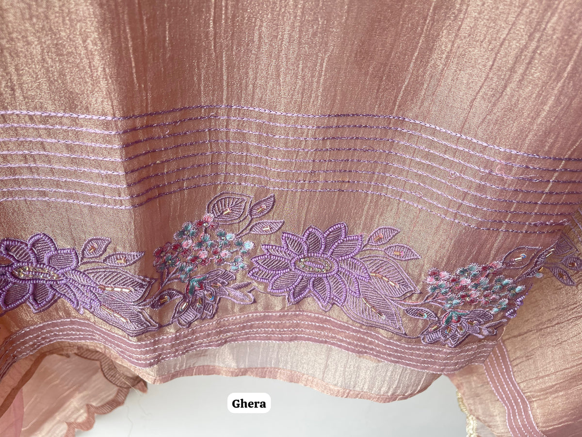 Exquisite Shimmer Crushed Tissue Unstitched 3Pcs Designer Suit Set