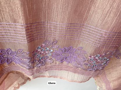 Exquisite Shimmer Crushed Tissue Unstitched 3Pcs Designer Suit Set