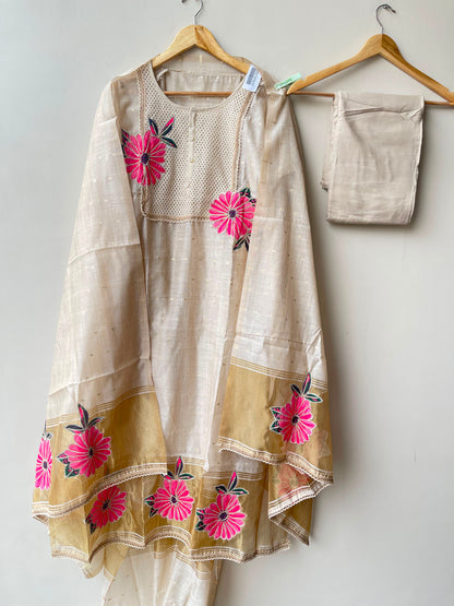 Soft Banarasi weaving mul chanderi unstitched ladies suit Rc18985