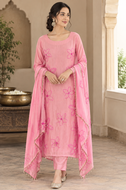 Elegant Organza Tuile Resham Embroidered Unstitched Suit Set