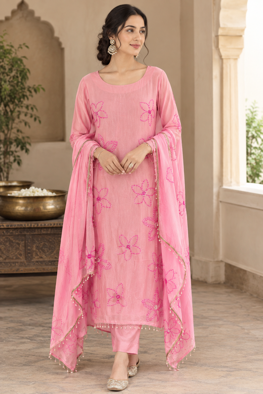 Elegant Organza Tuile Resham Embroidered Unstitched Suit Set