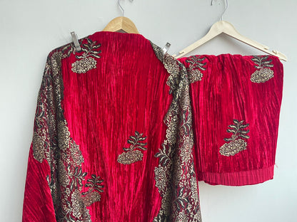 Micra crushed velvet unstitched ladies suit Rc18275