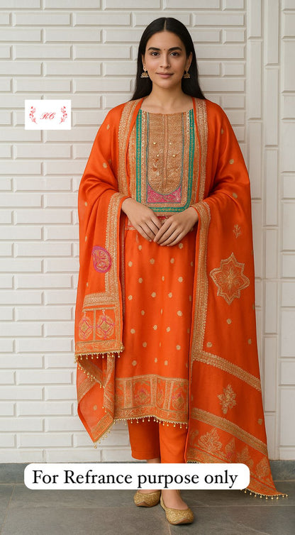 Banarasi shimmer silk unstitched ladies suit Rc17668 (c)