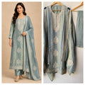 Designer Shimmer Silk 3pcs Unstitched Suit Set