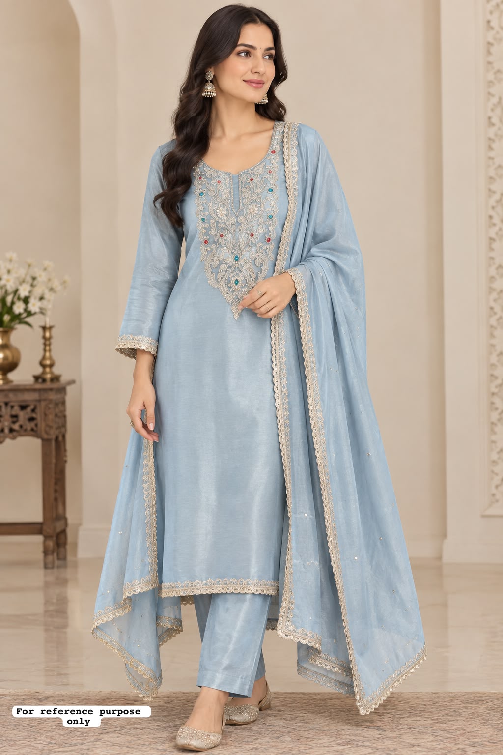Shimmer Silk Kutdanna Embroidered unstitched ladies suit set