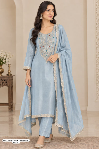 Shimmer Silk Kutdanna Embroidered unstitched ladies suit set