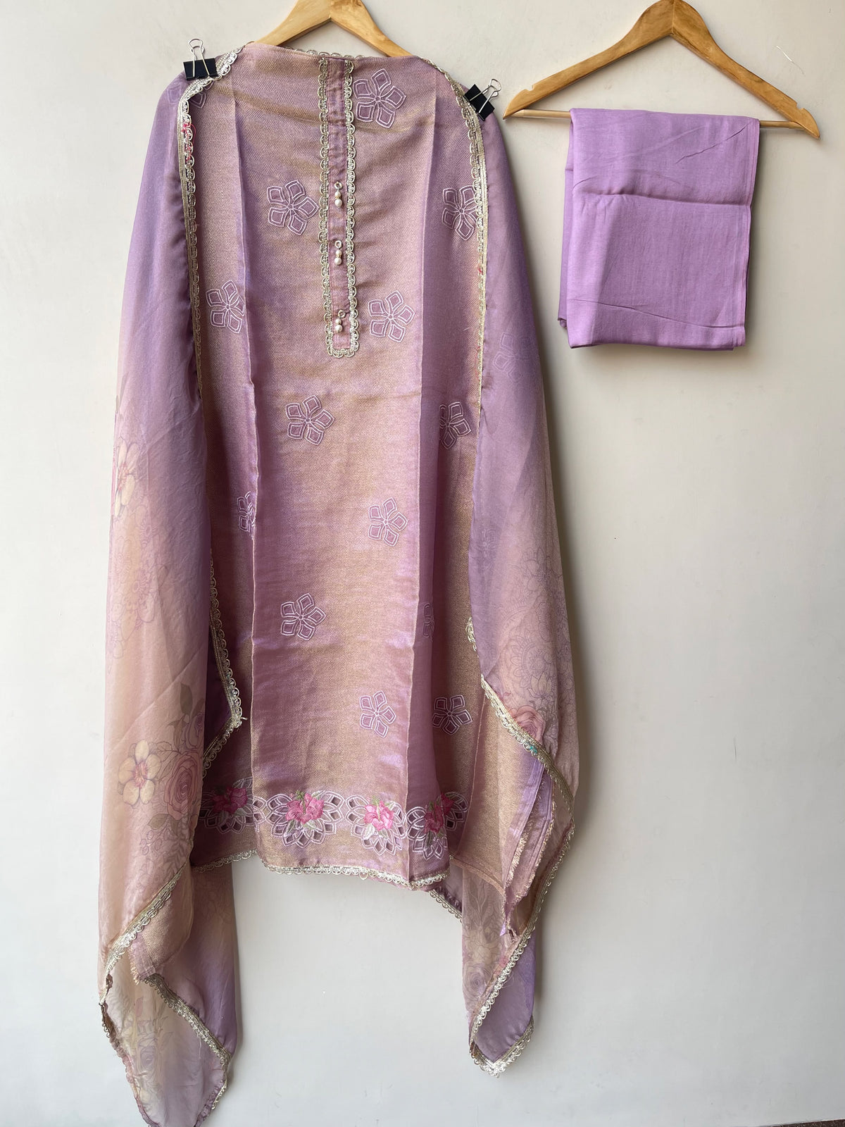 Premium Self Shimmer Silk 3 pcs Unstitched Designer Suit Set