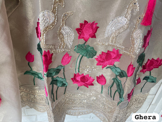 Shimmer Silk Unstitched 3 pcs Designer Suit Set
