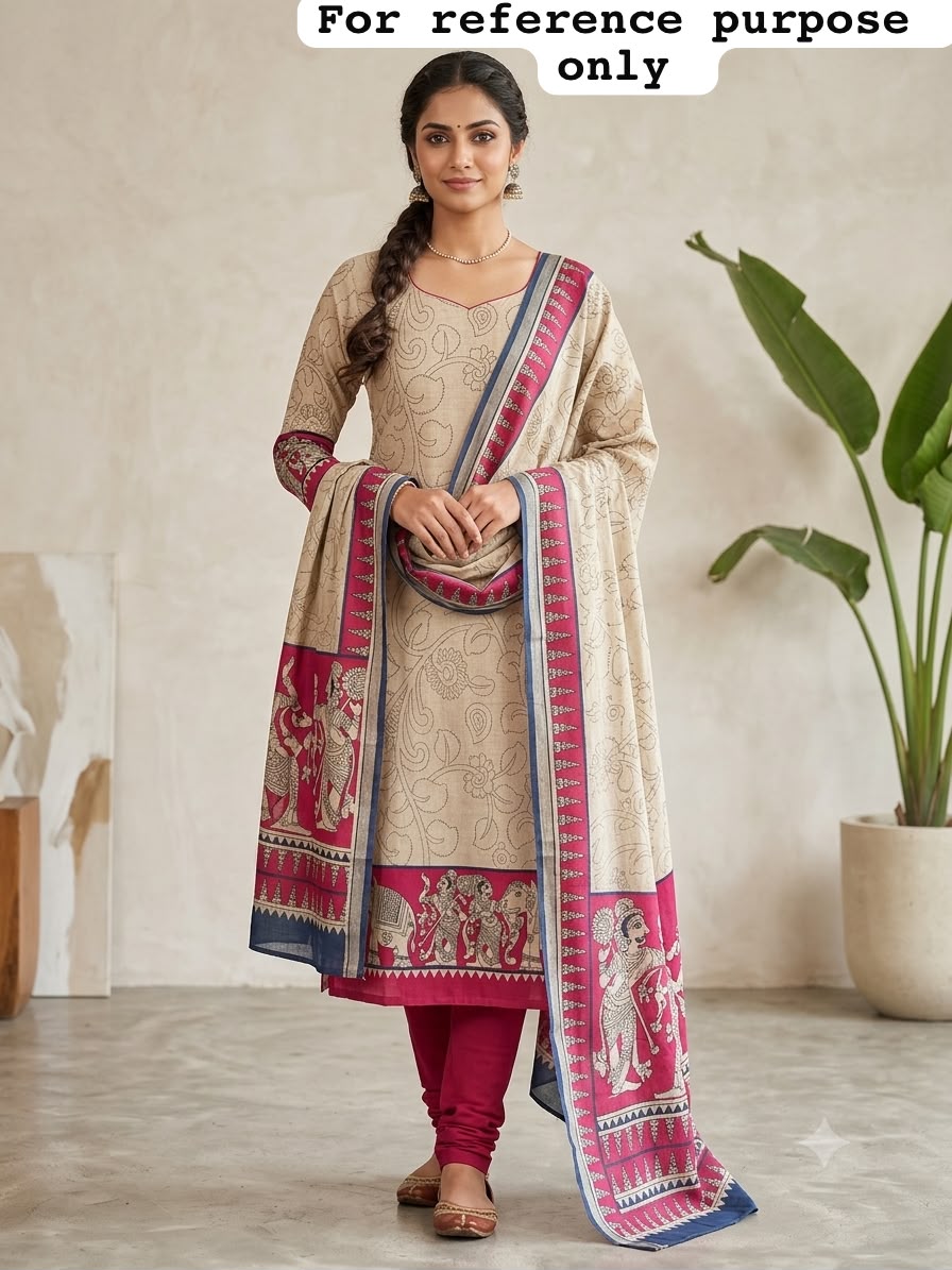 Mul chanderi maheshwari printed unstitched ladies suit Rc19144 (b)