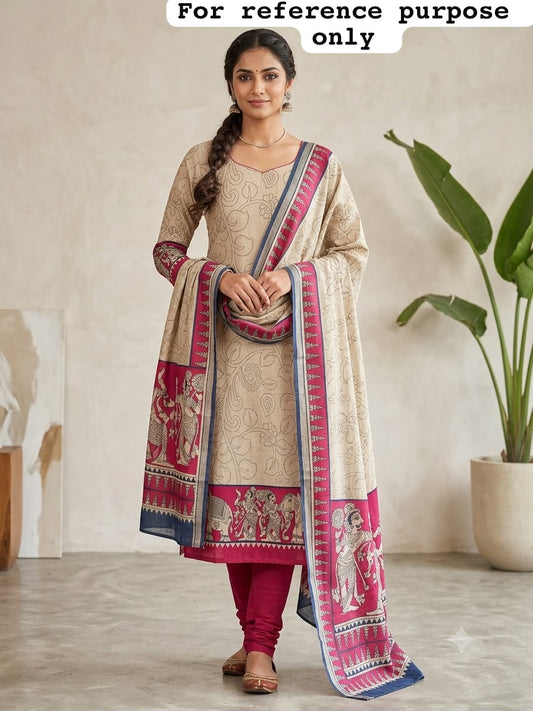 Mul chanderi maheshwari printed unstitched ladies suit Rc19144 (b)