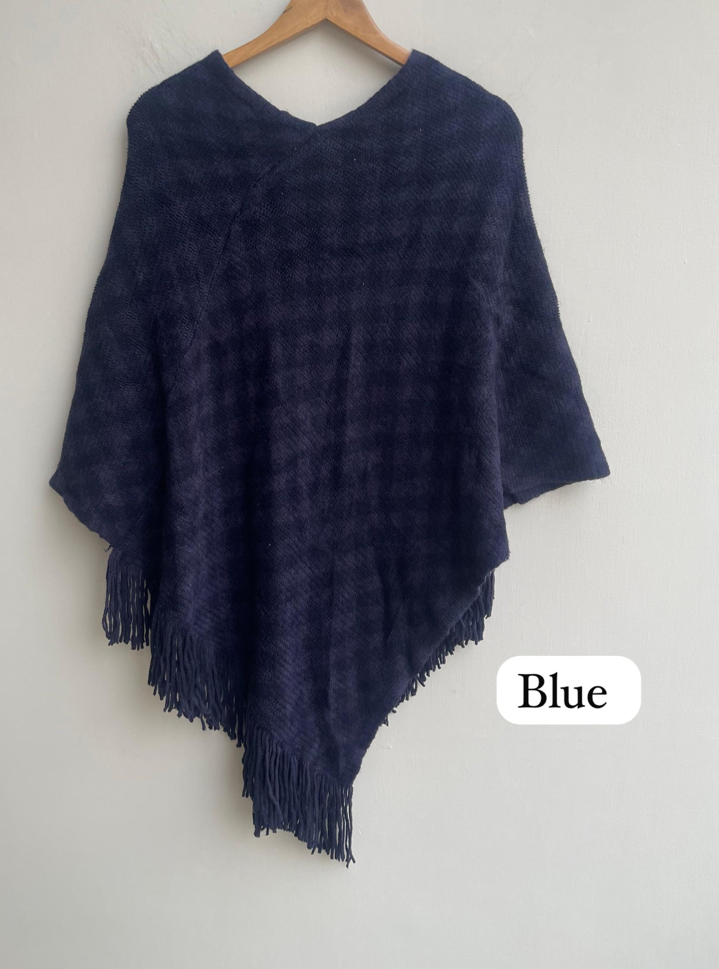 Woolen self ponchos with embroidery Rc17873