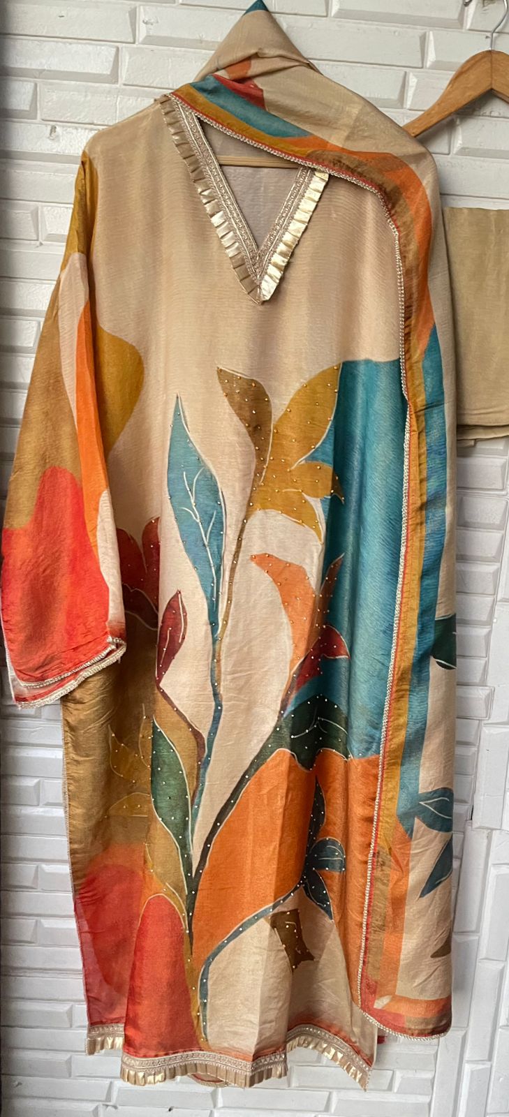 Shimmer silk unstitched ladies suit Rc17756