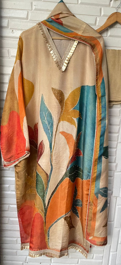 Shimmer silk unstitched ladies suit Rc17756