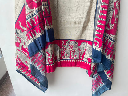 Mul chanderi maheshwari printed unstitched ladies suit Rc19144 (b)