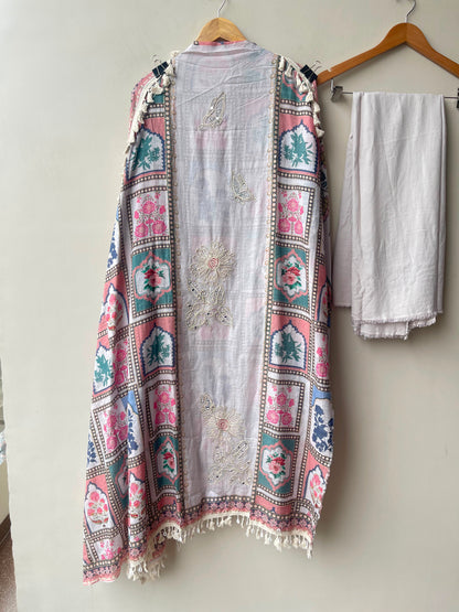 Mul chanderi printed ladies unstitched suit Rc19150 (a)