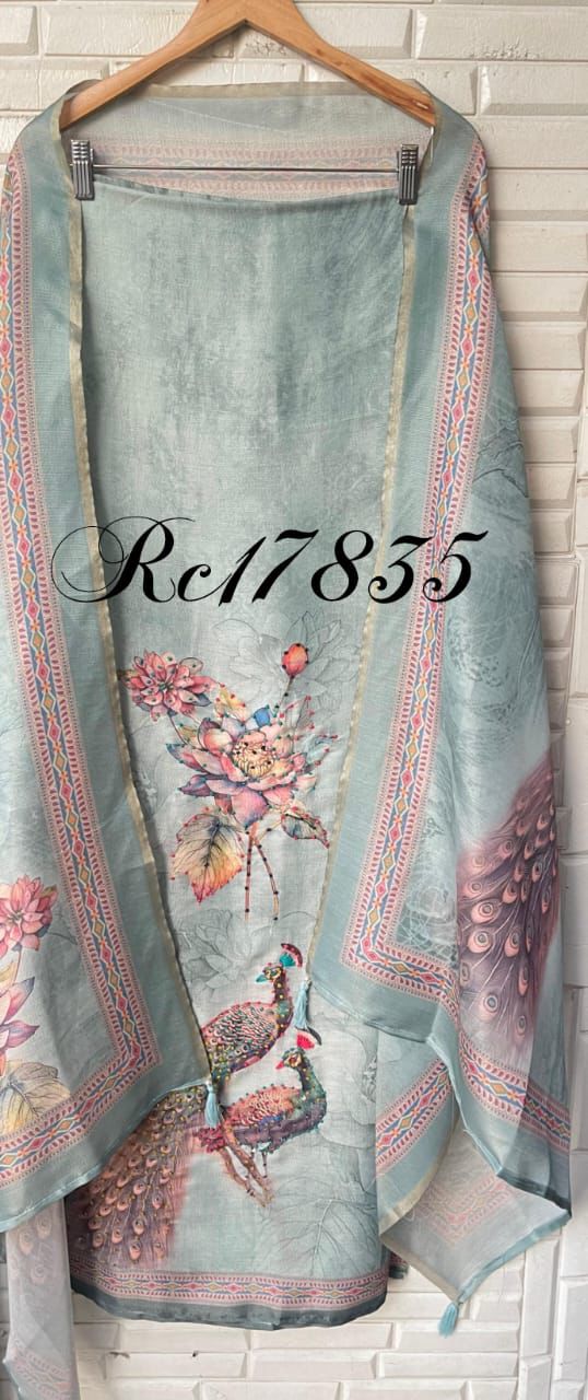 Self linen silk unstitched ladies suit Rc17835 (b)