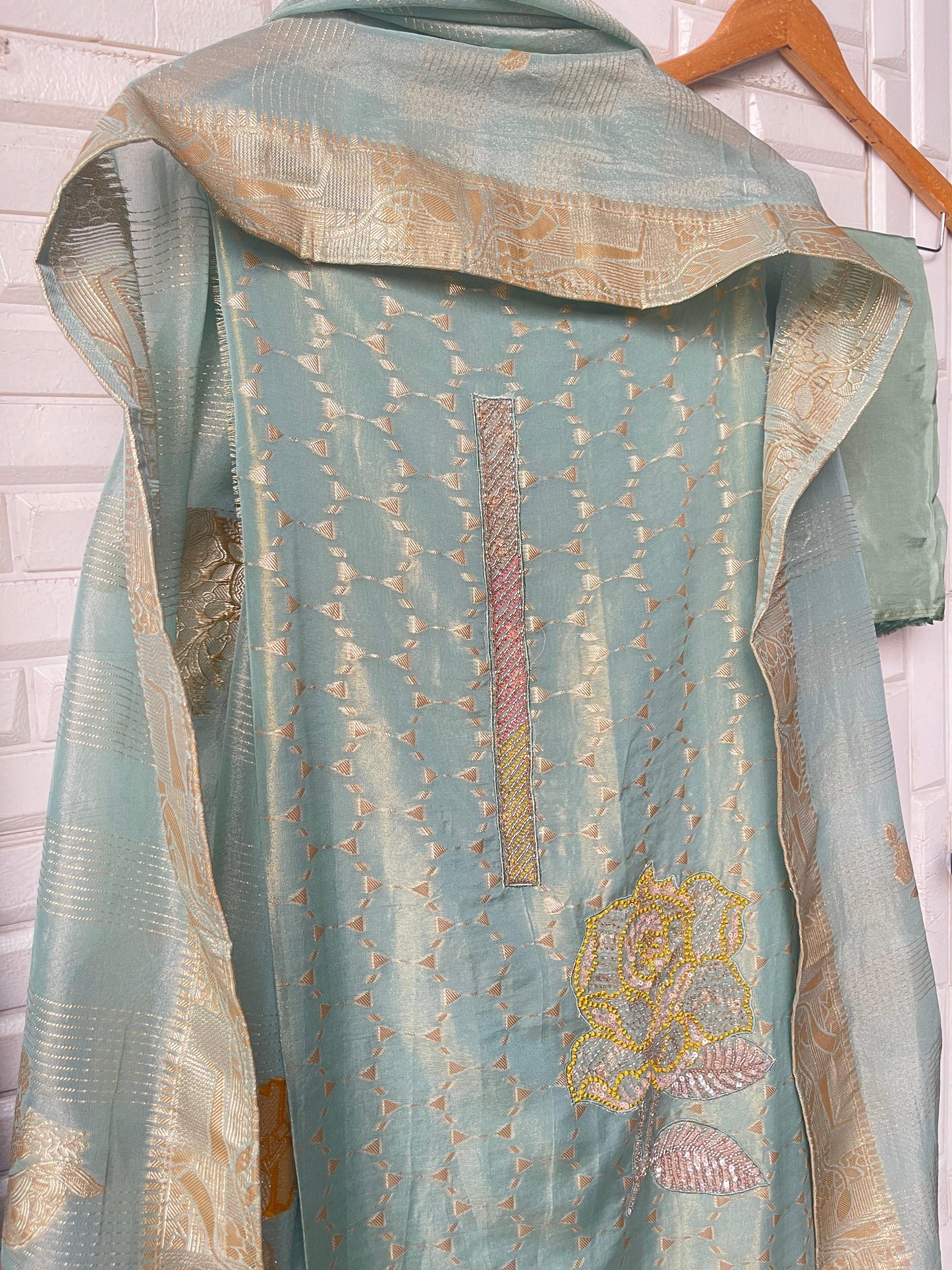 Banarasi shimmer silk unstitched ladies suit Rc17761 (c)