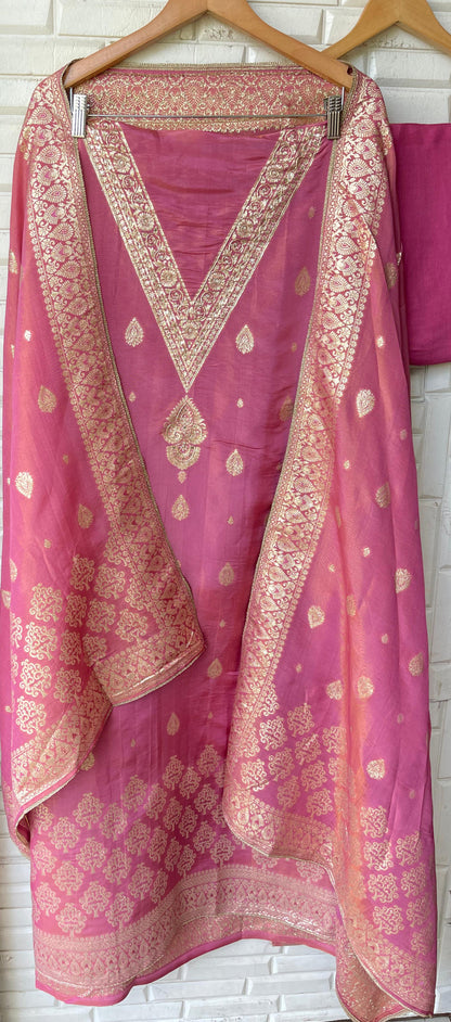 Banarasi shimmer silk unstitched ladies suit Rc17749 (b)