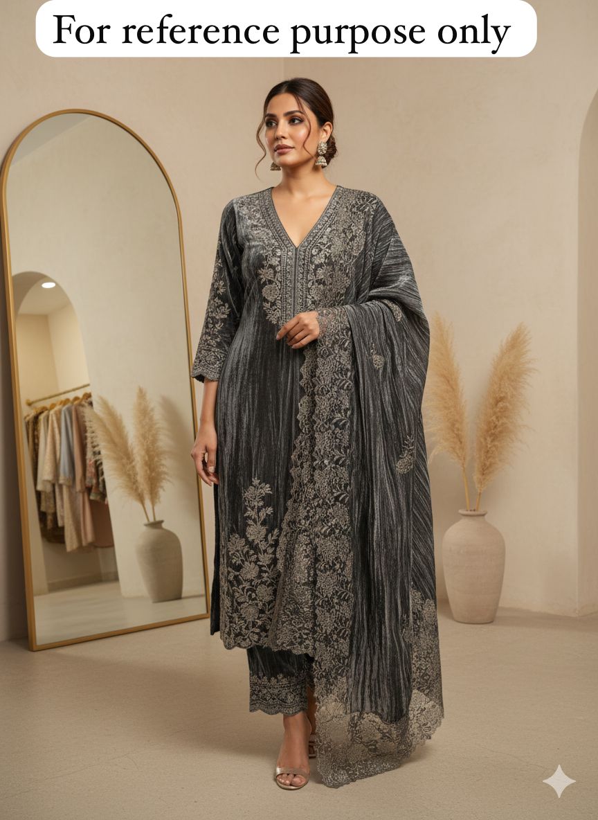 Micra crushed velvet unstitched ladies suit Rc18295