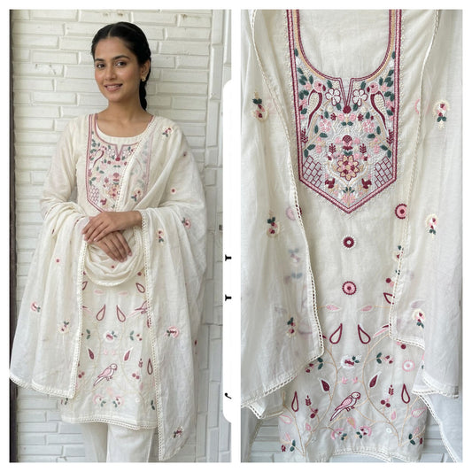 Mul Chanderi Unstitched Ladies Suit RC-18828