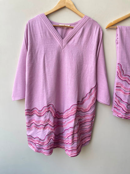 Soft linen cotton stitched ladies coord set Rc19104
