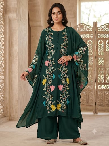 Mul chanderi cotton printed unstitched ladies suit Rc19329 (a)