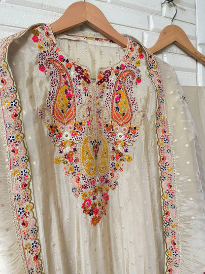Banarasi shimmer silk unstitched ladies suit Rc17962